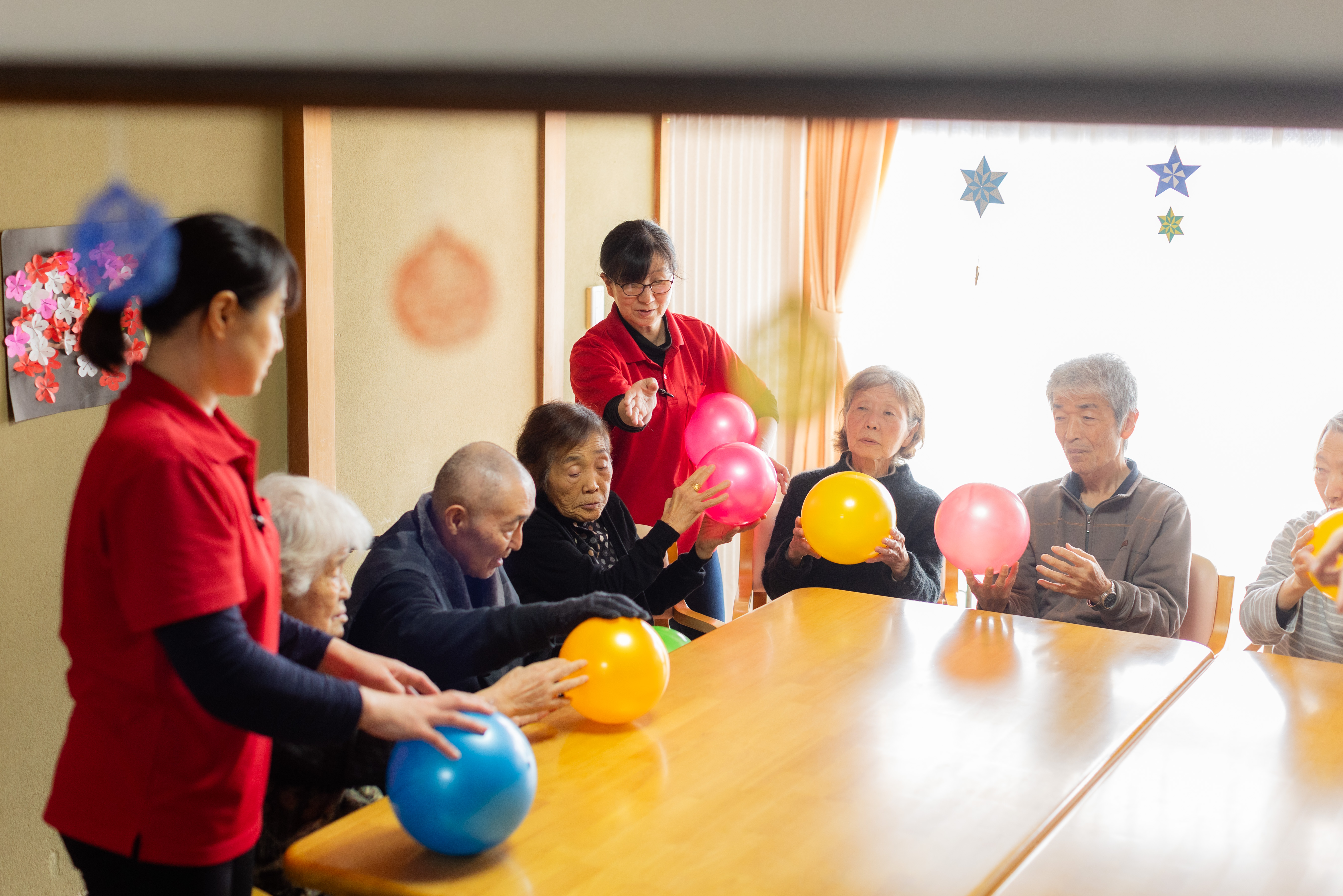 ボール遊びをする利用者様